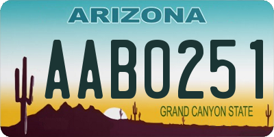 AZ license plate AAB0251