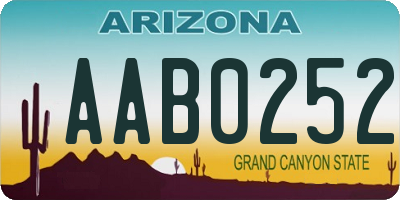 AZ license plate AAB0252