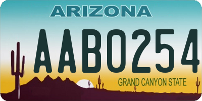 AZ license plate AAB0254