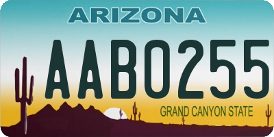 AZ license plate AAB0255