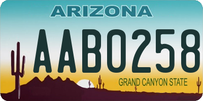 AZ license plate AAB0258