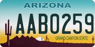 AZ license plate AAB0259