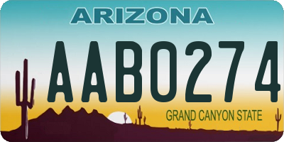 AZ license plate AAB0274