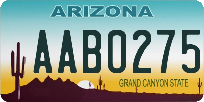 AZ license plate AAB0275