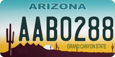 AZ license plate AAB0288