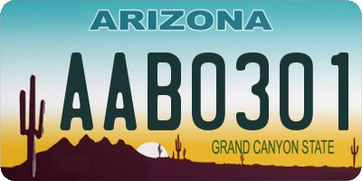 AZ license plate AAB0301