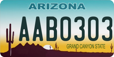 AZ license plate AAB0303