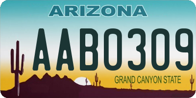 AZ license plate AAB0309