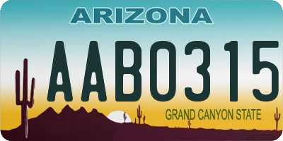 AZ license plate AAB0315