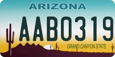 AZ license plate AAB0319