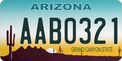 AZ license plate AAB0321