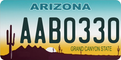 AZ license plate AAB0330