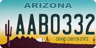 AZ license plate AAB0332