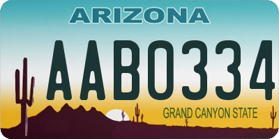 AZ license plate AAB0334