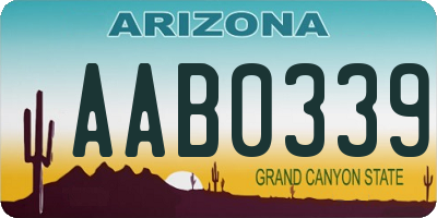 AZ license plate AAB0339