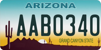 AZ license plate AAB0340