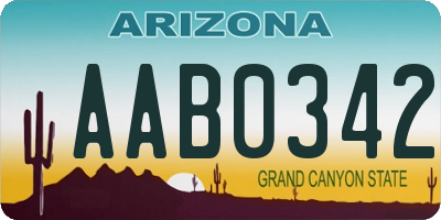 AZ license plate AAB0342