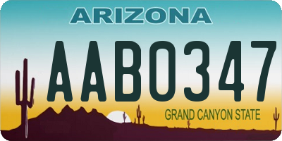 AZ license plate AAB0347