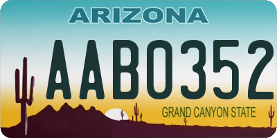 AZ license plate AAB0352
