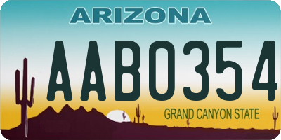 AZ license plate AAB0354