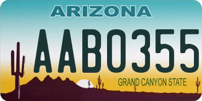 AZ license plate AAB0355