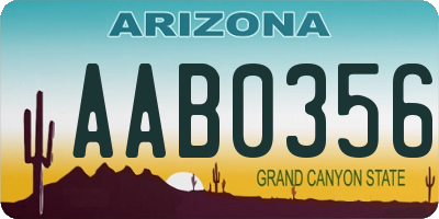 AZ license plate AAB0356