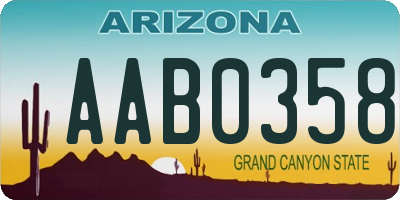 AZ license plate AAB0358