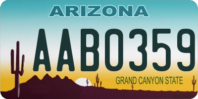 AZ license plate AAB0359