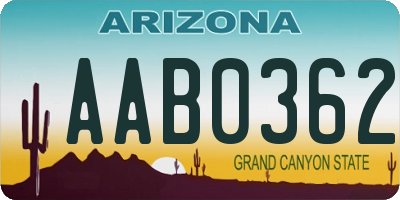 AZ license plate AAB0362