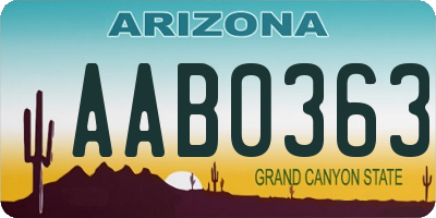 AZ license plate AAB0363