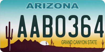 AZ license plate AAB0364