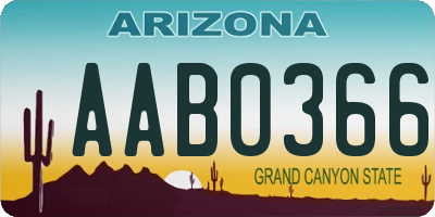 AZ license plate AAB0366