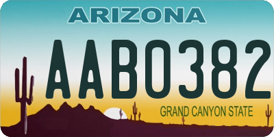 AZ license plate AAB0382