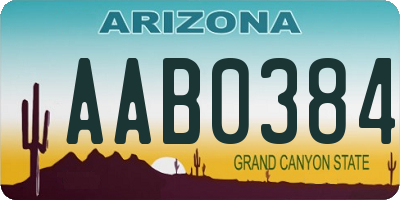 AZ license plate AAB0384