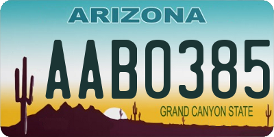 AZ license plate AAB0385