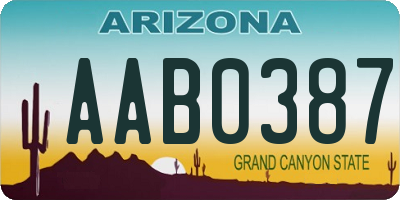 AZ license plate AAB0387