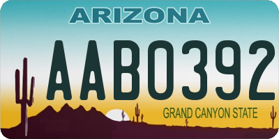 AZ license plate AAB0392