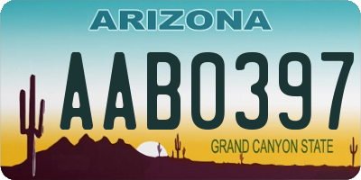 AZ license plate AAB0397