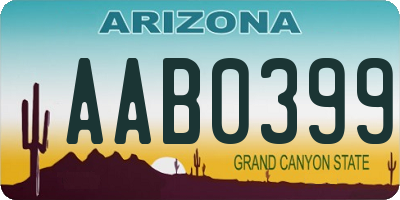 AZ license plate AAB0399