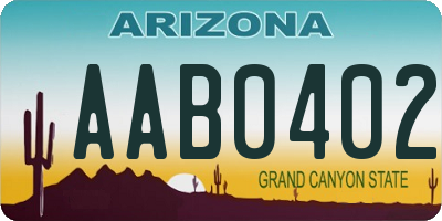 AZ license plate AAB0402