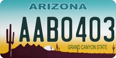 AZ license plate AAB0403