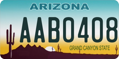 AZ license plate AAB0408