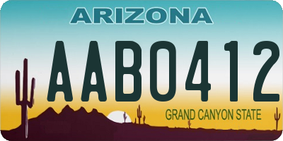 AZ license plate AAB0412