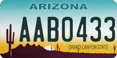 AZ license plate AAB0433