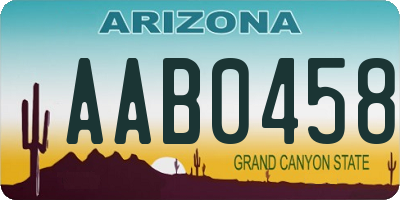 AZ license plate AAB0458