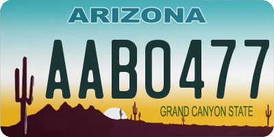 AZ license plate AAB0477