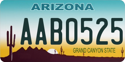 AZ license plate AAB0525