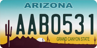 AZ license plate AAB0531