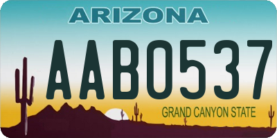 AZ license plate AAB0537