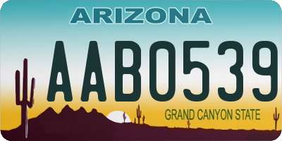 AZ license plate AAB0539